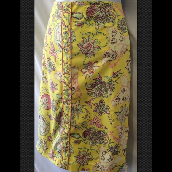 TIBI Stretch Pencil Floral Yellow Skirt Size 2 - Picture 4 of 7